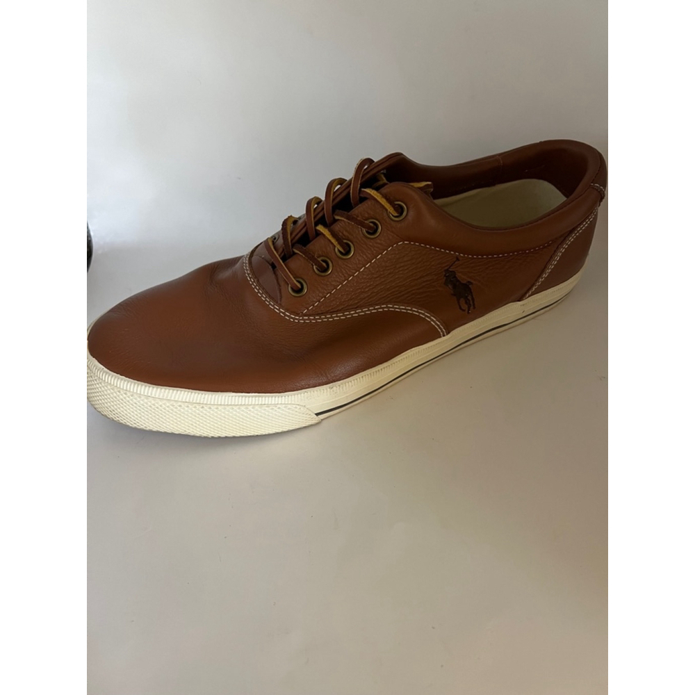 Men's Polo Ralph Lauren Vaughn Leather Sneakers Size 12 Brown